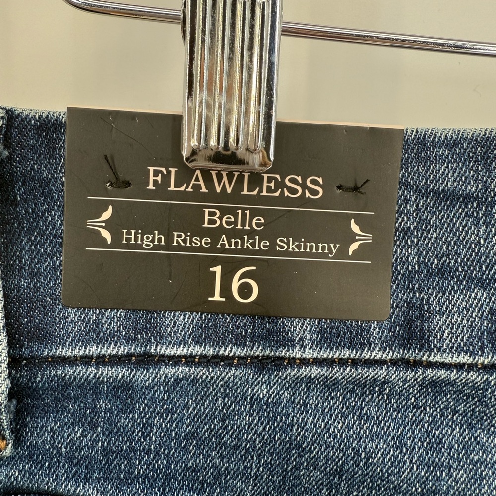 Nanette Lepore Flawless Belle High Rise Ankle Distressed Dark Blue Ankle Jeans - Picture 3 of 15